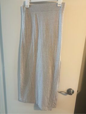 Cozy Off White Cotton Beachy Midi Slip Skirt or Coverup with Slit